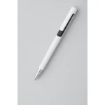 Pix plastic personalizat Nuba White negru prezentat pe fundal deschis, pix promoțional elegant pentru branding corporate și personalizare cu logo companie