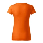 Spate tricou damă personalizat portocaliu prezentat pe fundal neutru, evidențiind croiala feminină și designul simplu