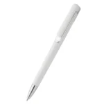 Pix plastic personalizat Nuba White argintiu evidențiind designul modern cu corp alb și accente argintii, produs promoțional pentru branding corporate și evenimente business