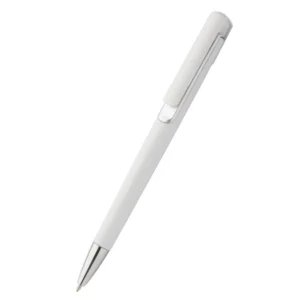 Pix plastic personalizat Nuba White argintiu evidențiind designul modern cu corp alb și accente argintii, produs promoțional pentru branding corporate și evenimente business