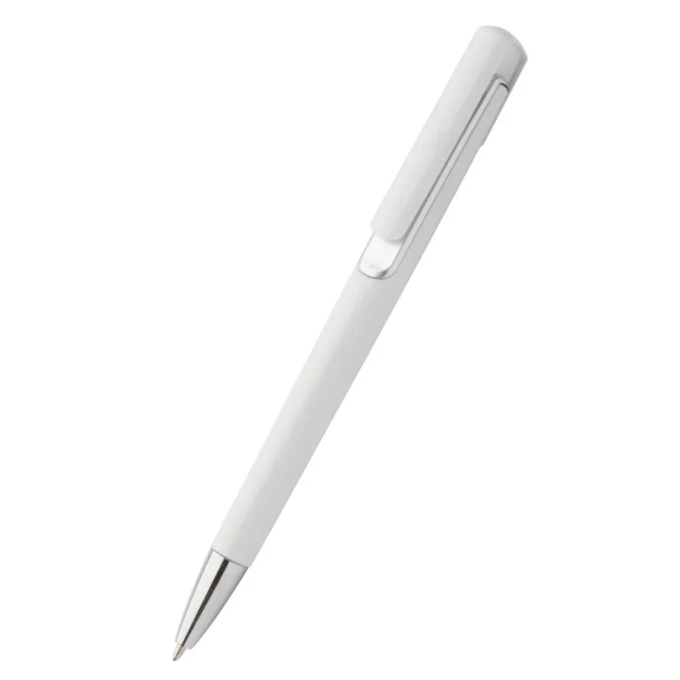 Pix plastic personalizat Nuba White argintiu evidențiind designul modern cu corp alb și accente argintii, produs promoțional pentru branding corporate și evenimente business