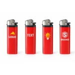 Brichete tip BIC roșii personalizate cu logo prezentate în ambalaj de transport, produse promoționale pregătite pentru distribuție în volume mari și campanii de marketing.