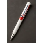 Pix promoțional Nuba White roșu prezentat în detaliu cu personalizare logo, pix personalizat ideal pentru promovare brand și vizibilitate companie