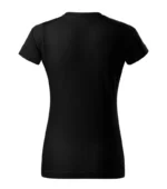 Spate tricou damă personalizat negru prezentat pe fundal neutru, evidențiind croiala feminină și designul simplu