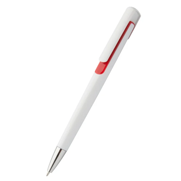 Pixuri promoționale Nuba White roșu utilizate în mediul business, produse personalizate pentru conferințe, întâlniri și campanii promoționale