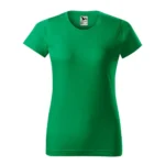 Tricou damă personalizat verde mediu prezentat frontal pe fundal neutru, ideal pentru prezentare produs