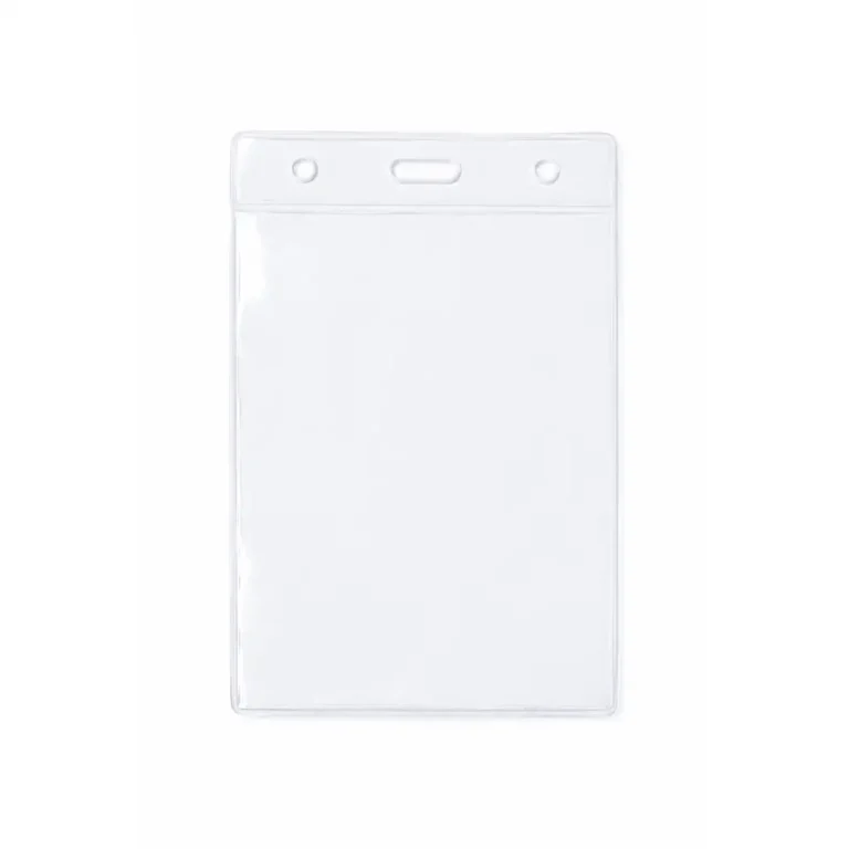 Suport ecuson vertical din PVC flexibil transparent, design simplu cu vizibilitate clara pentru identificare rapida si profesionala