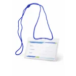 Lanyard albastru cu suport ecuson basic, set complet pentru identificare eficienta si vizibilitate constanta in medii profesionale