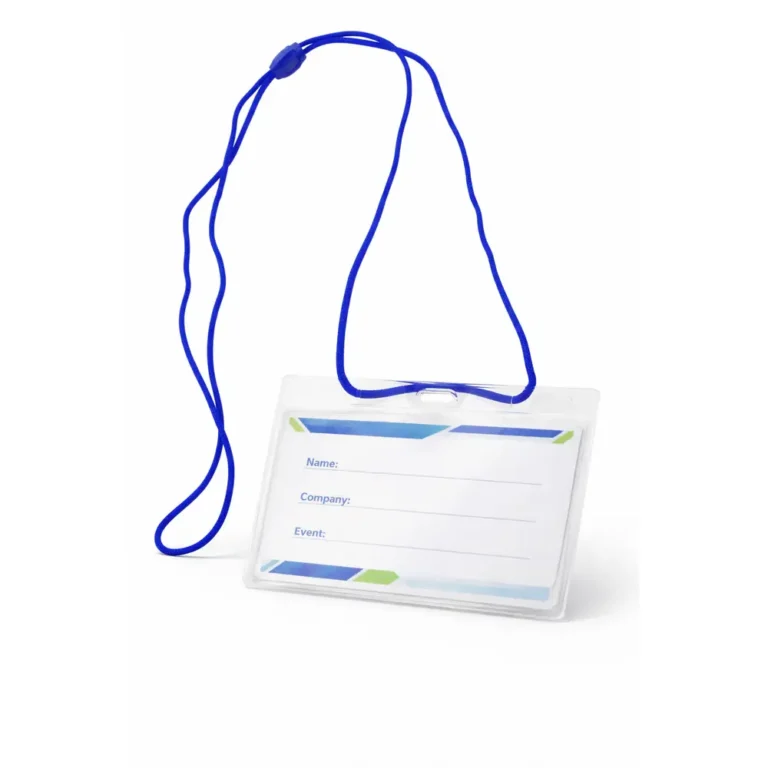 Lanyard albastru cu suport ecuson basic, set complet pentru identificare eficienta si vizibilitate constanta in medii profesionale