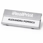 Set ecusoane metalice argintii din aluminiu pentru echipa, personalizare uniforma pentru branding elegant si imagine corporate profesionala