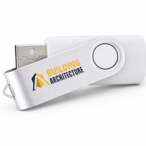 Stick memorie USB alb personalizat cu logo, design rotativ modern si finisaj premium pentru cadouri promotionale corporate