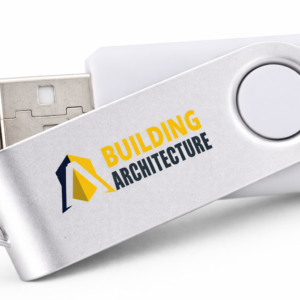 Stick USB alb personalizat cu logo, design minimalist si elegant, ideal pentru branding profesional si campanii business