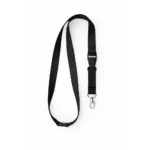Lanyard negru cu sistem detasabil si carabina metalica, snur pentru ecuson perfect pentru acces rapid si imagine eleganta in mediul corporate