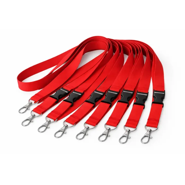 Lanyard rosu cu catarama detasabila set multiplu, snur pentru ecuson cu acces rapid si vizibilitate maxima