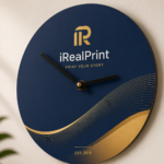 Detaliu ceas personalizat cu design navy si auriu, evidentiind accentele premium si calitatea executiei pentru branding de impact