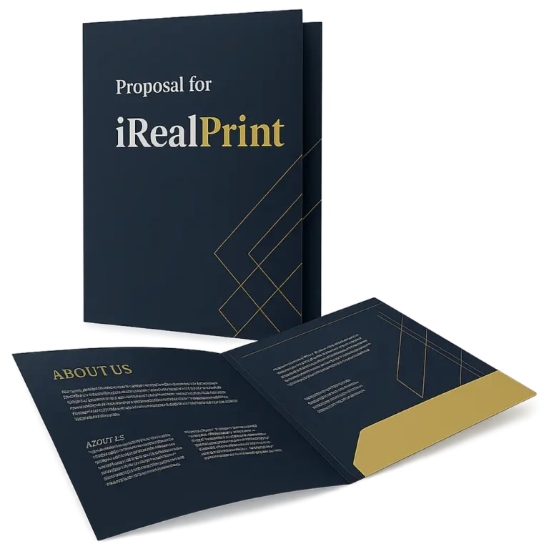Mapă personalizată cu design corporate elegant, exterior minimalist și interior personalizat pentru documente business