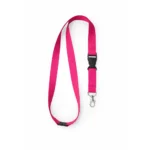 Lanyard roz cu catarama detasabila si carabina metalica, snur pentru ecuson cu acces rapid si utilizare confortabila