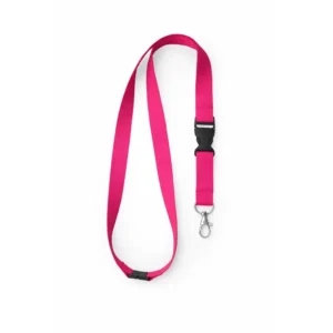 Lanyard roz cu catarama detasabila si carabina metalica, snur pentru ecuson cu acces rapid si utilizare confortabila