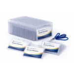 Set suporturi ecusoane orizontale din PVC flexibil transparente pentru evenimente, organizare eficienta si identificare rapida a participantilor