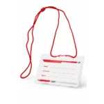 Lanyard rosu cu suport ecuson basic, set complet pentru identificare vizibila si acces rapid la badge in medii profesionale
