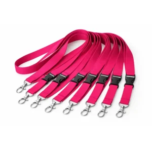 Set lanyard roz cu catarama detasabila pentru ecusoane, solutie ideala pentru echipe si evenimente cu identificare vizuala distincta