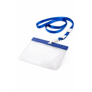 Lanyard albastru cu suport ecuson premium si sistem complet de identificare, ideal pentru control acces, organizare profesionala si vizibilitate constanta