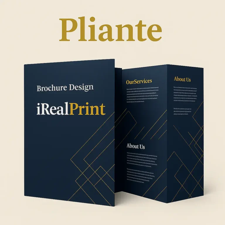 Pliant A5 tip broșură cu design premium și aspect elegant, ideal pentru prezentări profesionale și materiale corporate