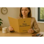 Mapă personalizată deschisă în utilizare, evidențiind organizarea documentelor și experiența premium oferită clientului