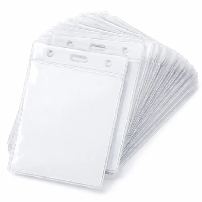 Suport ecuson vertical din PVC flexibil transparent, set multiple bucati pentru organizare eficienta si protectie durabila a badge-urilor