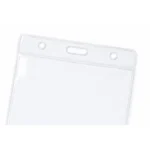 Suport ecuson orizontal din PVC flexibil transparent cu orificii pentru prindere, compatibil cu snururi si accesorii profesionale