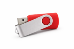 Stick memorie USB rosu personalizat cu logo, carcasa metalica rotativa si design premium pentru cadouri promotionale si branding corporate