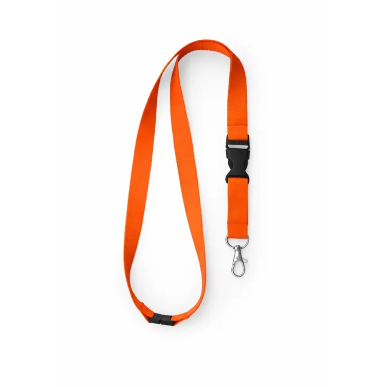 Lanyard portocaliu cu catarama detasabila si carabina metalica, snur pentru ecuson cu acces rapid si vizibilitate ridicata