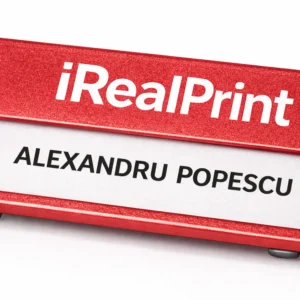 Set ecusoane metalice rosii din aluminiu pentru echipa, personalizare uniforma pentru branding puternic si identificare imediata