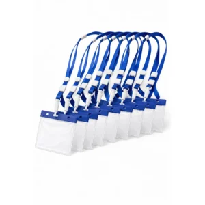 Set lanyard-uri albastre cu suport ecuson premium, solutie ideala pentru organizare echipe, evenimente si identificare vizuala profesionala
