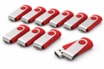 Set stick-uri USB rosii personalizate pentru firme, solutie promotionala cu impact vizual ridicat si branding constant in utilizare zilnica