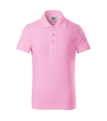 Tricou polo personalizat copii roz Malfini vedere fata, model premium pentru uniforme moderne si activitati educationale