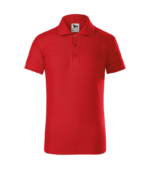 Tricou polo copii rosu vedere fata, model premium pentru personalizare profesionala si uniforme moderne