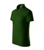Tricou polo copii verde sticla din perspectiva laterala, design premium pentru personalizare profesionala si utilizare zilnica