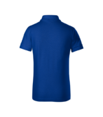 Tricou polo copii albastru regal vedere spate, produs elegant pentru personalizare profesionala si activitati educationale