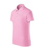 Tricou polo personalizat copii culoare roz din perspectiva laterala, design elegant pentru scoli si afterschool