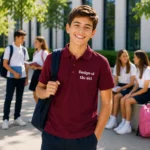 Tricou polo premium copii visiniu garnet pentru uniforme moderne, imagine eleganta pentru scoli si afterschool