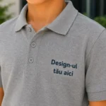 Tricou polo premium copii gri pentru uniforme moderne si activitati educationale cu aspect profesional